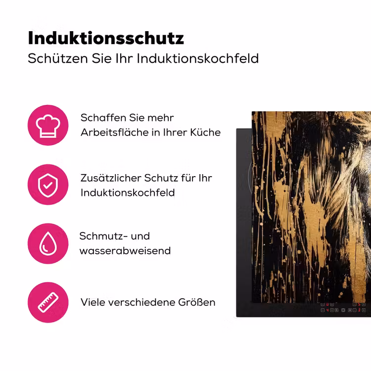 Portret - Leeuw - Abstract - Goud Inductie beschermer vinyl 3mm klein -zzzzzzz-lf-ups