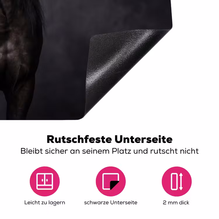Portret - Paard - Zwart Inductie beschermer vinyl 3mm klein -zzzzzzz-lf-onderkant