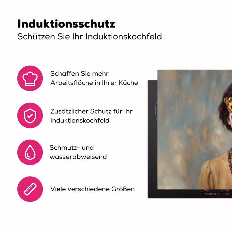 Portret - Vlinder - Kleurrijk Inductie beschermer vinyl 3mm klein -zzzzzzz-lf-ups