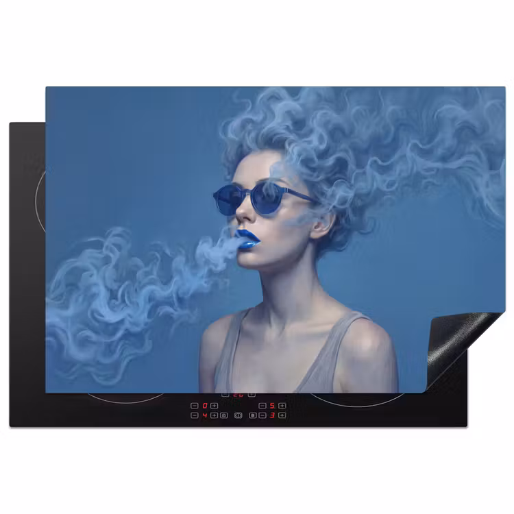Portret - Zonnebril - Rook - Abstract - Blauw Inductie beschermer vinyl 3mm klein -3d