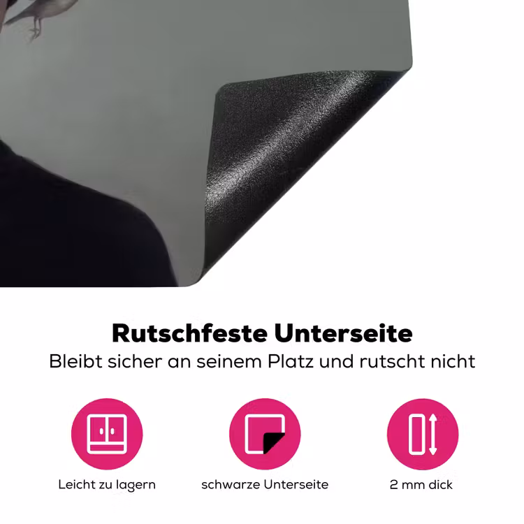 Portret - Vogels - Zwart Inductie beschermer vinyl 3mm klein -zzzzzzz-lf-onderkant