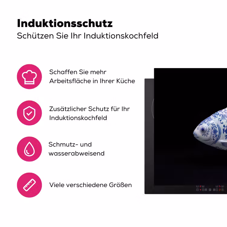 Porselein - Goudvis - Delfts - Blauw Inductie beschermer vinyl 3mm klein -zzzzzzz-lf-ups