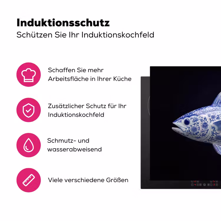 Porselein - Tonijn - Delfts - Blauw Inductie beschermer vinyl 3mm klein -zzzzzzz-lf-ups