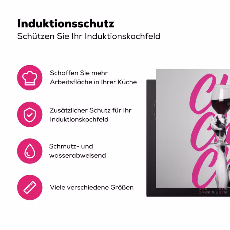 Cheers - Hond - Roze - Wijn Inductie beschermer vinyl 3mm klein -zzzzzzz-lf-ups