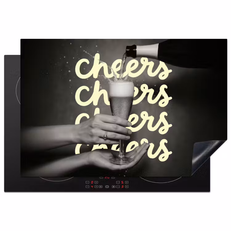 Cheers - Wijn - Zwart - Wit Inductie beschermer vinyl 3mm klein -3d