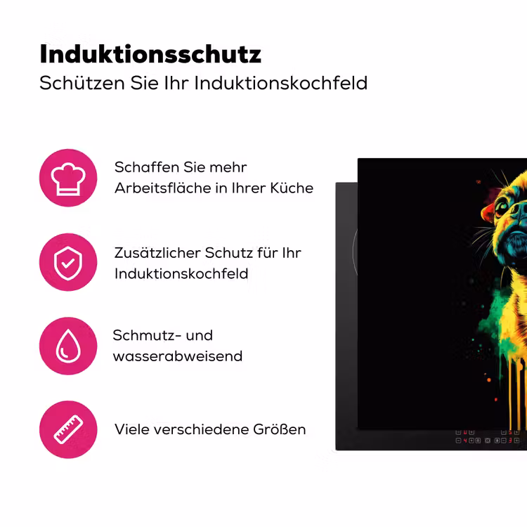 Puck - Hond - Verf - Kleuren Inductie beschermer vinyl 3mm klein -zzzzzzz-lf-ups