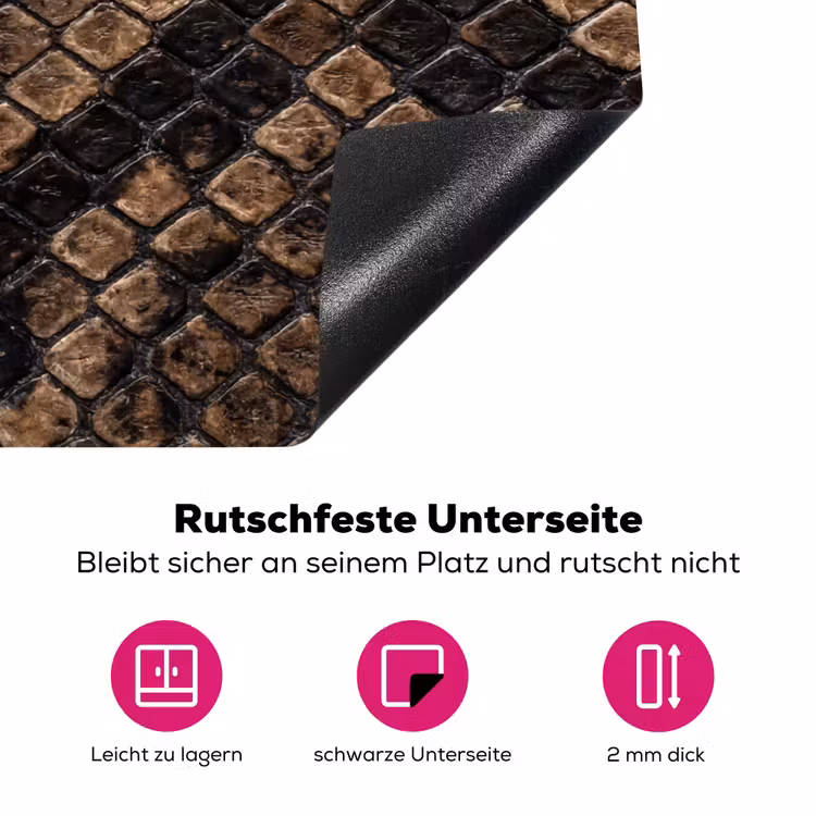 Python - Schubben - Brons Inductie beschermer vinyl 3mm klein -zzzzzzz-lf-onderkant