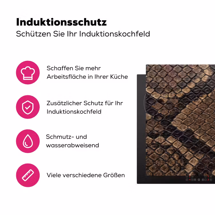 Python - Schubben - Brons Inductie beschermer vinyl 3mm klein -zzzzzzz-lf-ups