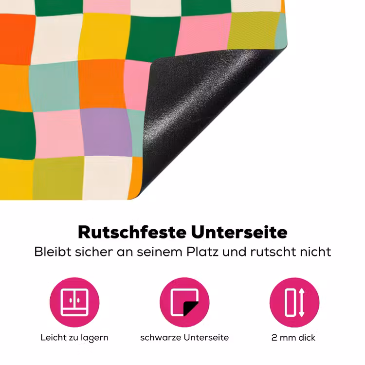 Vierkanten - Kleurrijk - Golvend Inductie beschermer vinyl 3mm klein -zzzzzzz-lf-onderkant