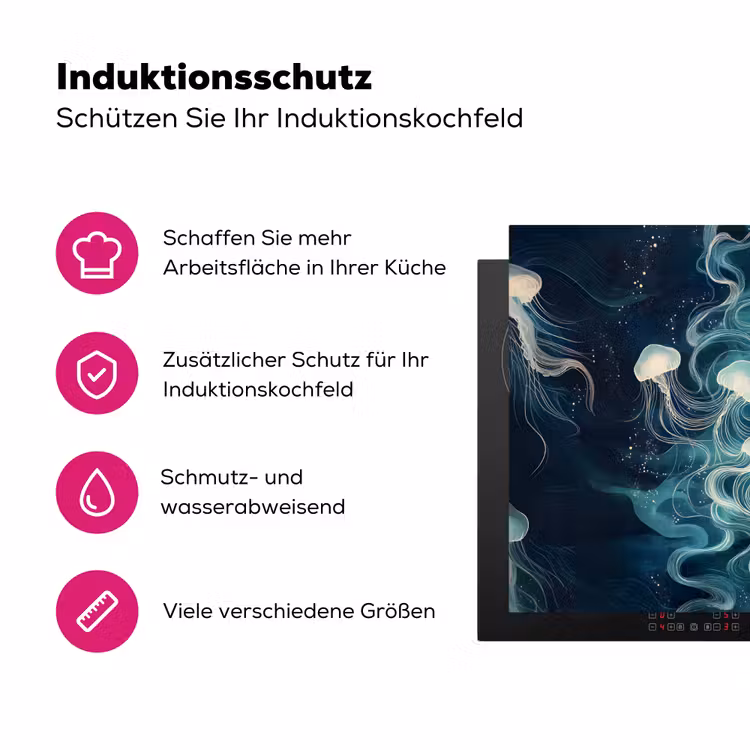 Kwallen - Zee - Wit - Golven Inductie beschermer vinyl 3mm middel -zzzzzzz-lf-ups