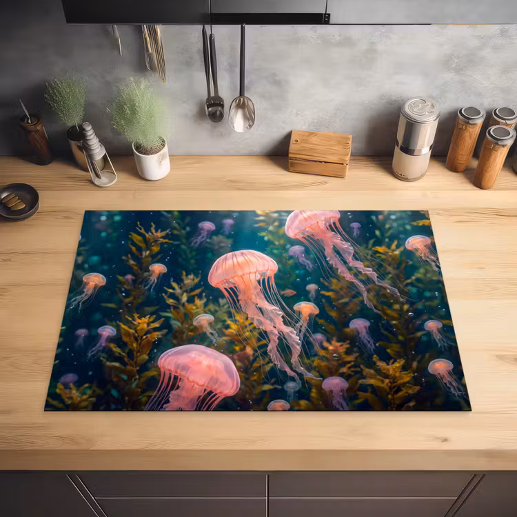 Kwal - Roze - Onderwater - Zeeleven - Dieren Inductie beschermer vinyl 3mm klein -sfeer5