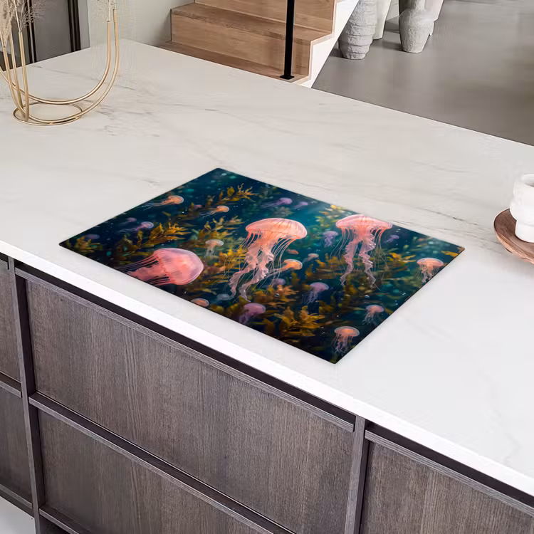 Kwal - Roze - Onderwater - Zeeleven - Dieren Inductie beschermer vinyl 3mm klein -sfeer8