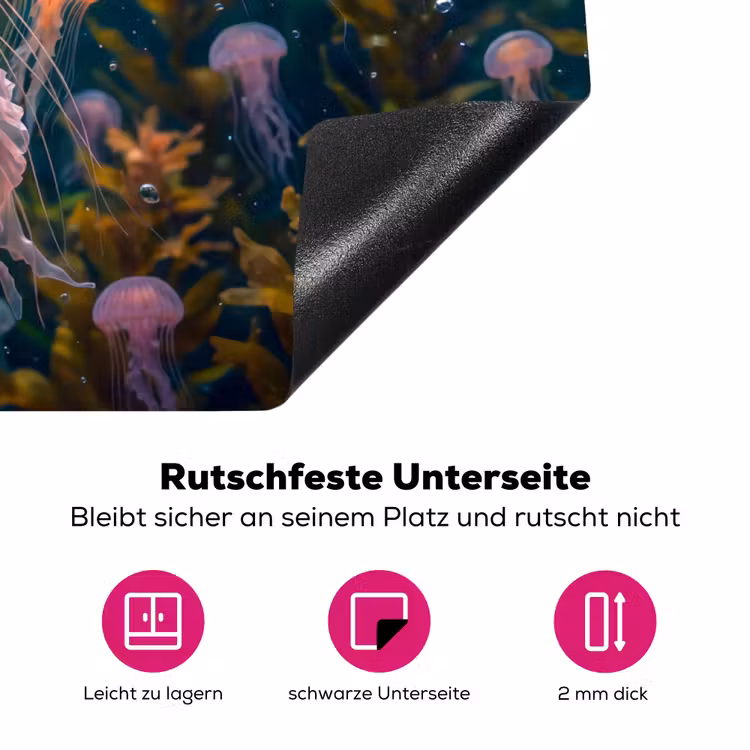 Kwal - Roze - Onderwater - Zeeleven - Dieren Inductie beschermer vinyl 3mm klein -zzzzzzz-lf-onderkant