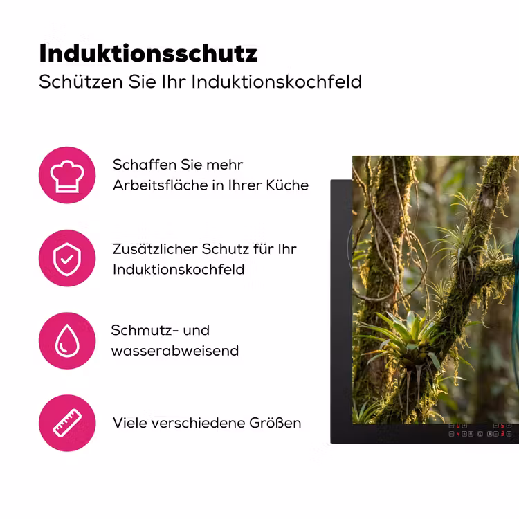 Quetzal - Jungle - Natuur - Groen Inductie beschermer vinyl 3mm klein -zzzzzzz-lf-ups