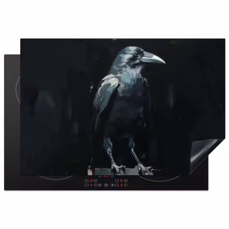 Raaf - Vogels - Zwart Inductie beschermer vinyl 3mm klein -3d