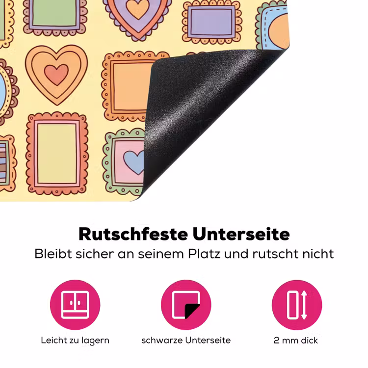 Lijst - Patroon - Hart - Speels - Kleurrijk Inductie beschermer vinyl 3mm klein -zzzzzzz-lf-onderkant