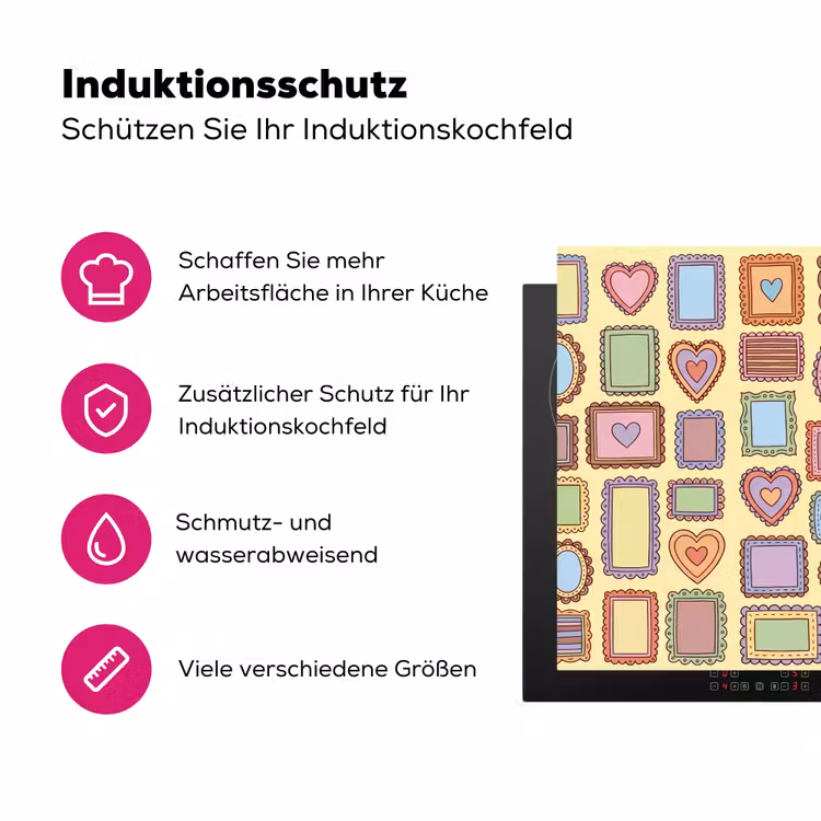 Lijst - Patroon - Hart - Speels - Kleurrijk Inductie beschermer vinyl 3mm klein -zzzzzzz-lf-ups