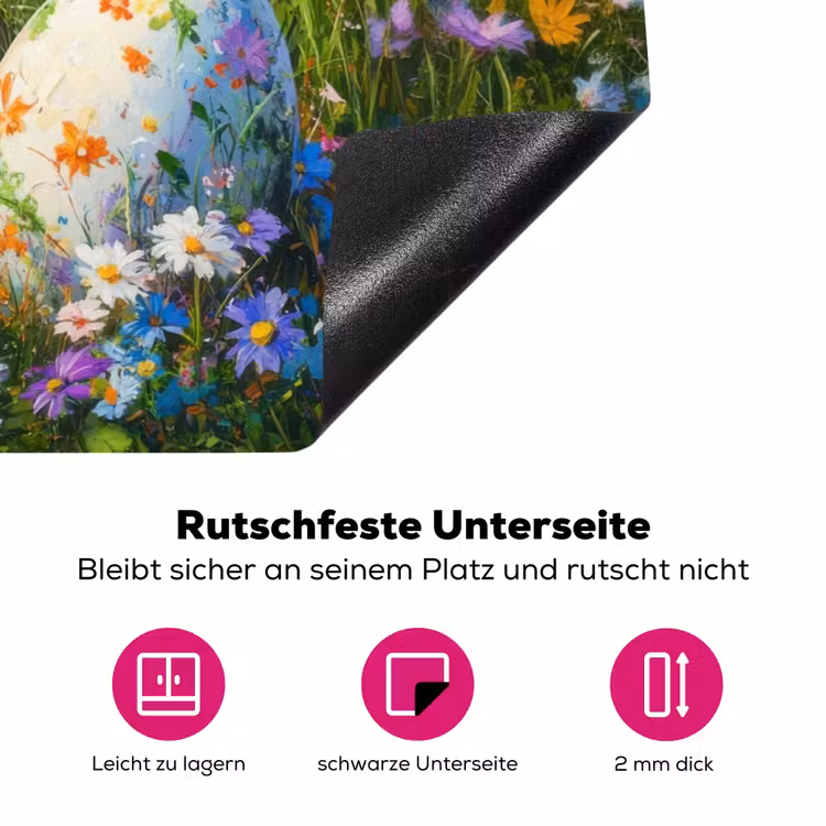 Grasveld - Eieren - Bloemen Inductie beschermer vinyl 3mm klein -zzzzzzz-lf-onderkant