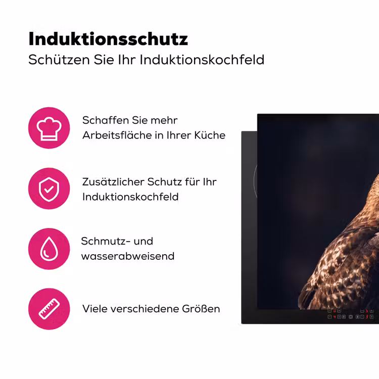 Roofvogel - Buizerd - Bruin Inductie beschermer vinyl 3mm klein -zzzzzzz-lf-ups