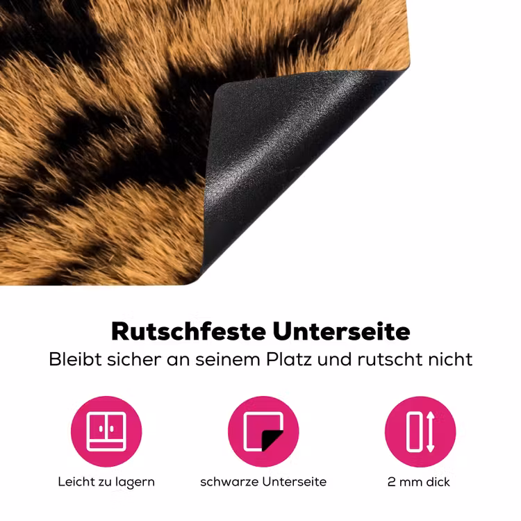 Realistisch - Tijgervacht - Zwart Inductie beschermer vinyl 3mm klein -zzzzzzz-lf-onderkant