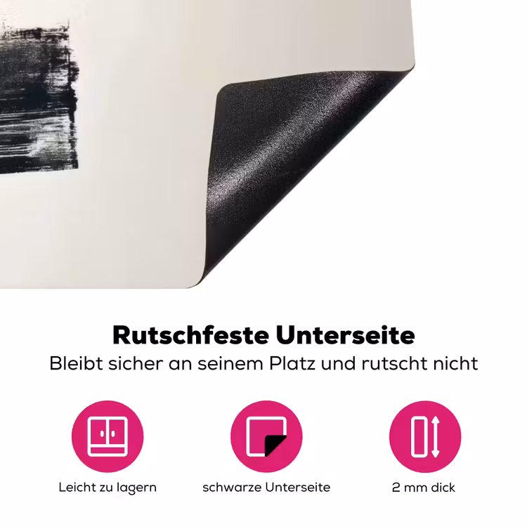 Rechthoeken - Penseelstreken - Abstract - Zwart Inductie beschermer vinyl 3mm klein -zzzzzzz-lf-onderkant