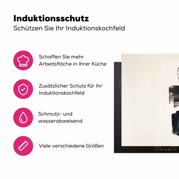 Rechthoeken - Penseelstreken - Abstract - Zwart Inductie beschermer vinyl 3mm klein -zzzzzzz-lf-ups