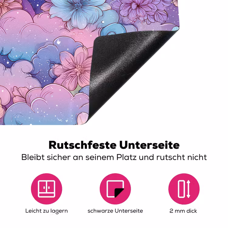 Regenbogen - Bloemen - Kleurrijk - Wolken Inductie beschermer vinyl 3mm klein -zzzzzzz-lf-onderkant