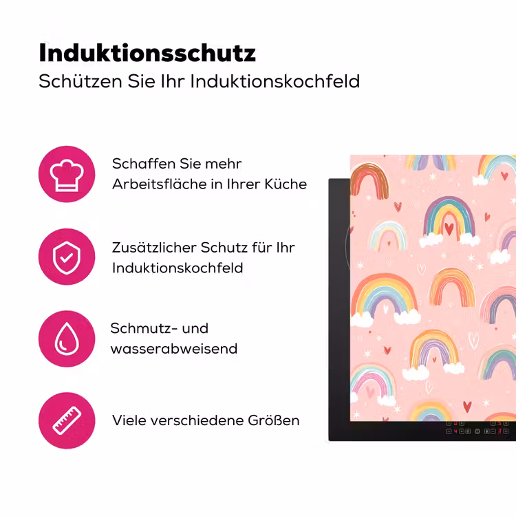 Regenboog - Patroon - Pastel - Handgetekend Inductie beschermer vinyl 3mm klein -zzzzzzz-lf-ups