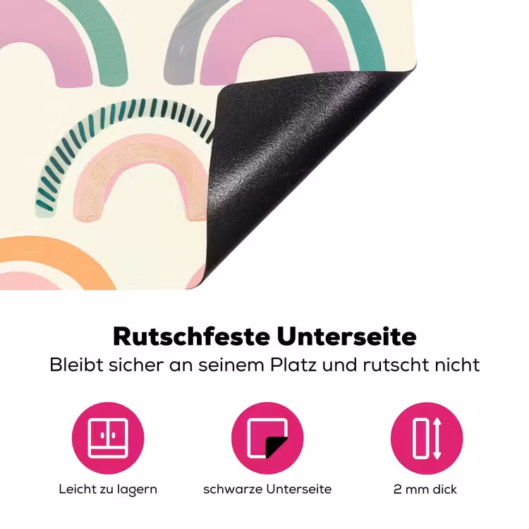 Regenboog - Pastel - Patroon Inductie beschermer vinyl 3mm klein -zzzzzzz-lf-onderkant