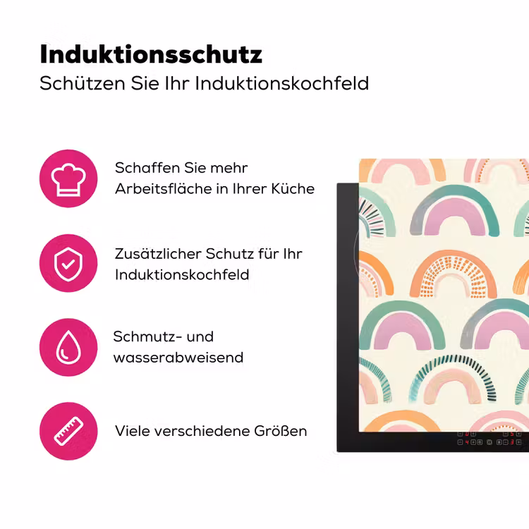 Regenboog - Pastel - Patroon Inductie beschermer vinyl 3mm klein -zzzzzzz-lf-ups