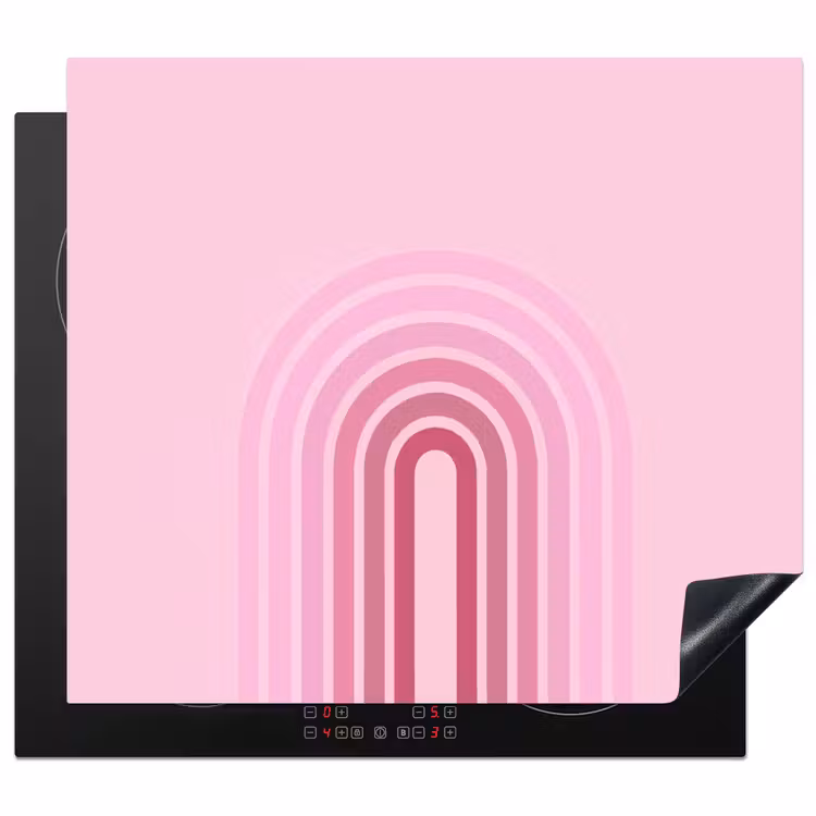 Regenboog - Roze - Abstract - Modern - Minimalistisch Inductie beschermer vinyl 3mm middel -3d
