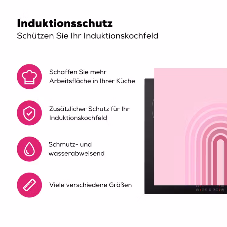 Regenboog - Roze - Abstract - Modern - Minimalistisch Inductie beschermer vinyl 3mm middel -zzzzzzz-lf-ups