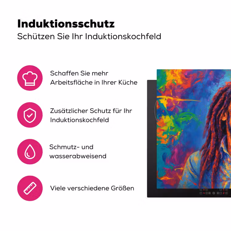 Regenboogkleuren - Man - schilderij Inductie beschermer vinyl 3mm klein -zzzzzzz-lf-ups