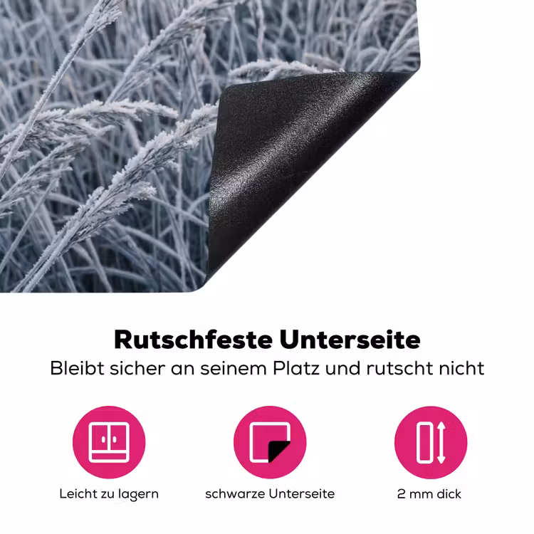 Rijp - Gras - Kristallen - Winter - Minimalistisch Inductie beschermer vinyl 3mm klein -zzzzzzz-lf-onderkant