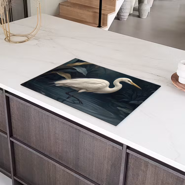 Reiger - Water - Natuur - Modern - Wit Inductie beschermer vinyl 3mm klein -sfeer8