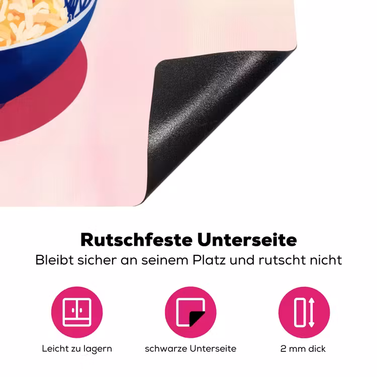 Rijst - Illustratie - Kom - Groente Inductie beschermer vinyl 3mm klein -zzzzzzz-lf-onderkant