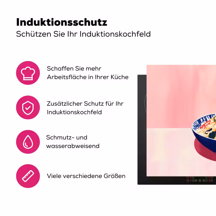 Rijst - Illustratie - Kom - Groente Inductie beschermer vinyl 3mm klein -zzzzzzz-lf-ups
