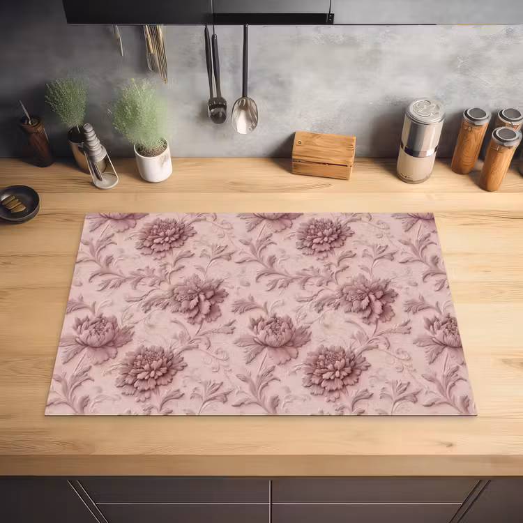 Reliëf - Pioenrozen - Roze Inductie beschermer vinyl 3mm klein 276 -sfeer5