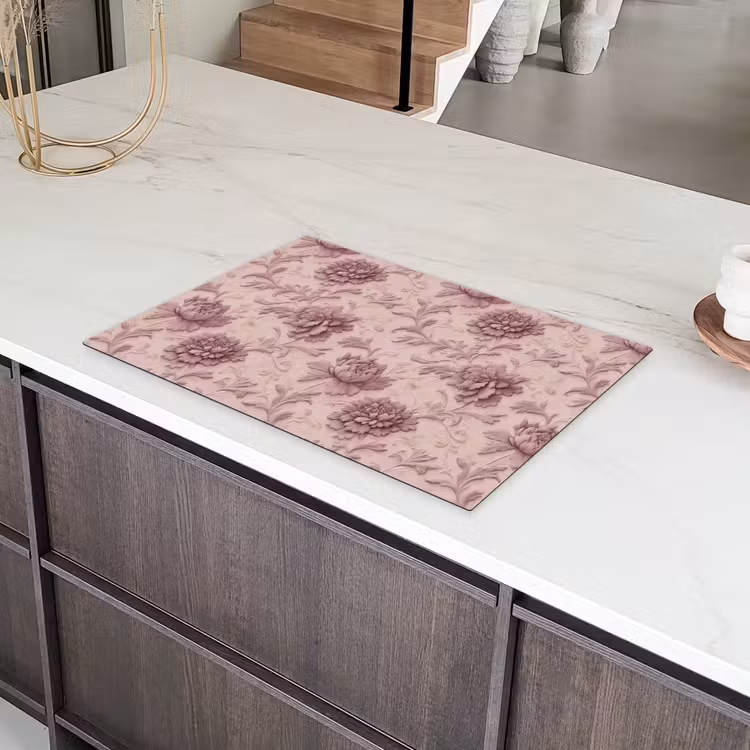Reliëf - Pioenrozen - Roze Inductie beschermer vinyl 3mm klein 276 -sfeer8