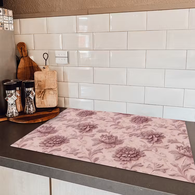 Reliëf - Pioenrozen - Roze Inductie beschermer vinyl 3mm klein 276 -sfeer3