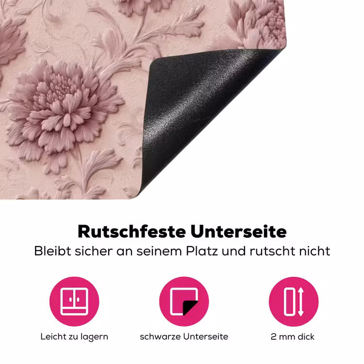 Reliëf - Pioenrozen - Roze Inductie beschermer vinyl 3mm klein 276 -zzzzzzz-lf-onderkant