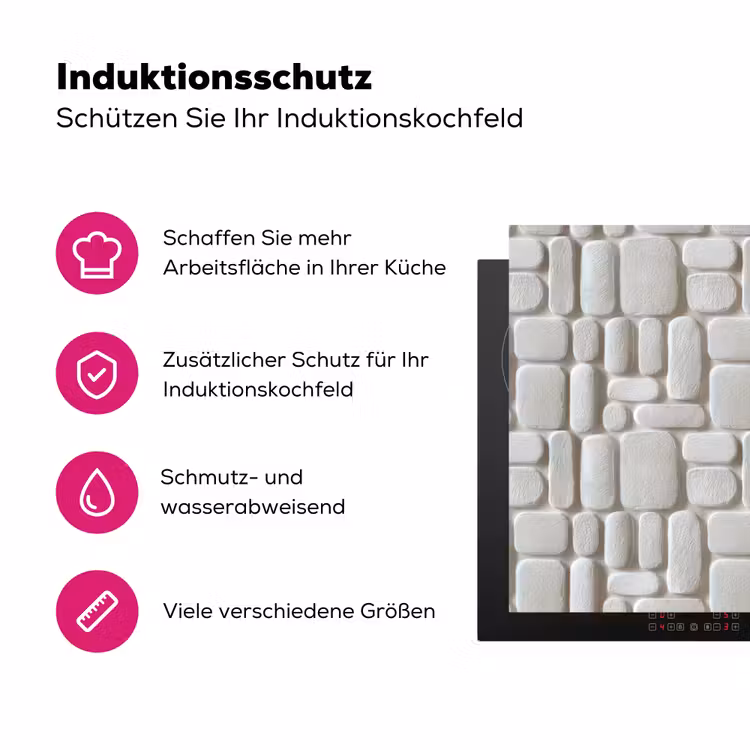 Reliëf - Structuur - Wit Inductie beschermer vinyl 3mm klein 276 -zzzzzzz-lf-ups
