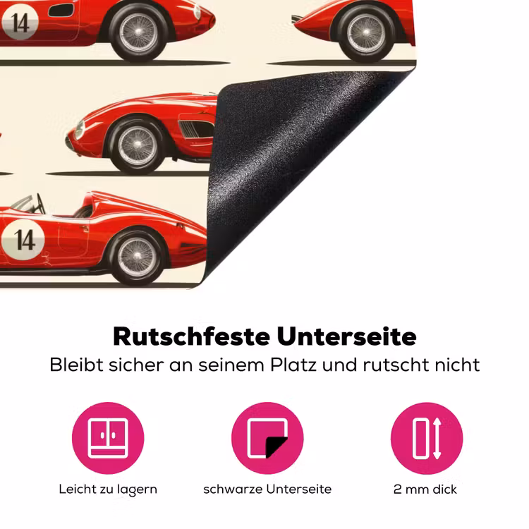 Raceauto - Retro - Rood Inductie beschermer vinyl 3mm klein 276 -zzzzzzz-lf-onderkant