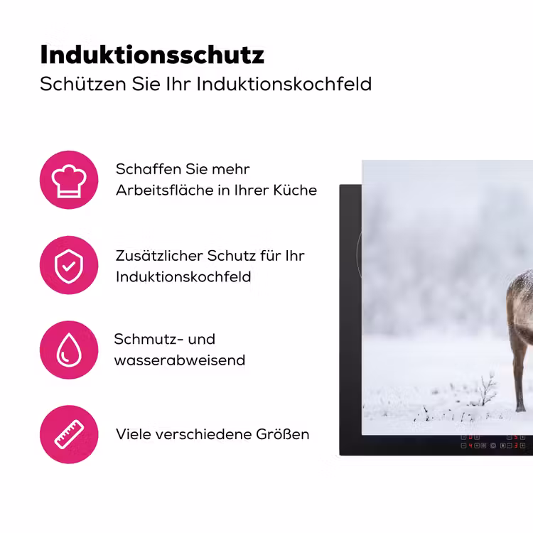 Rendier - Gewei - Toendra - Sneeuw - Wild Inductie beschermer vinyl 3mm klein -zzzzzzz-lf-ups