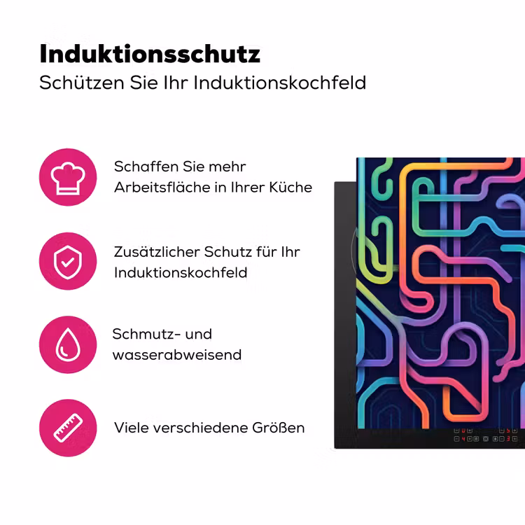 Retro - Abstract - Neon Inductie beschermer vinyl 3mm klein -zzzzzzz-lf-ups