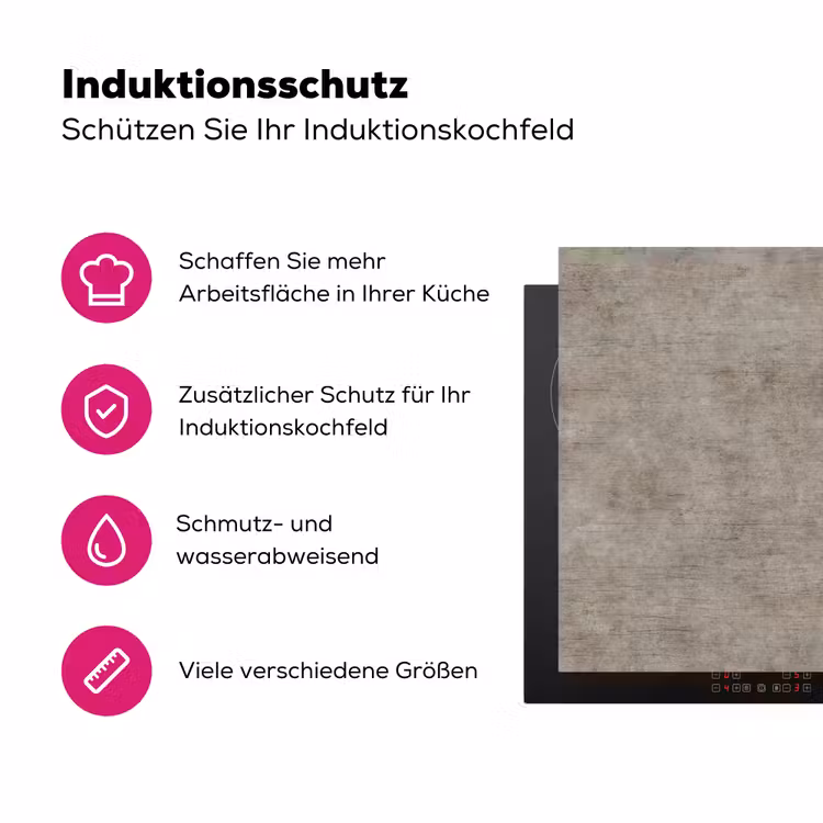 Retro - Beton - Patroon Inductie beschermer vinyl 3mm klein 276 -zzzzzzz-lf-ups