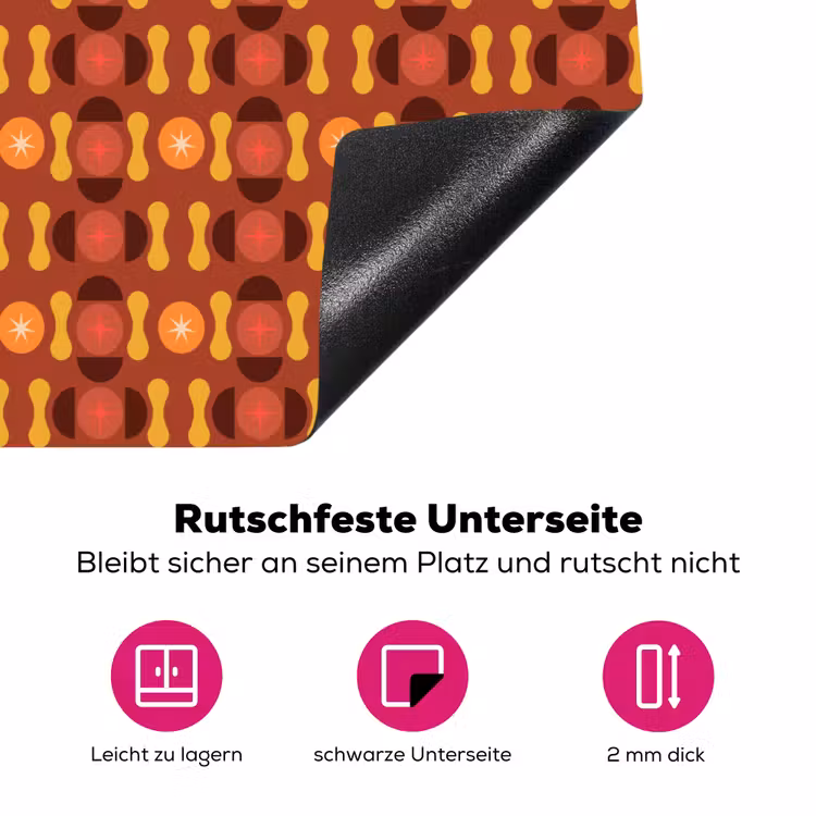 Retro - Disco - Hippie - Multi Inductie beschermer vinyl 3mm klein 276 -zzzzzzz-lf-onderkant