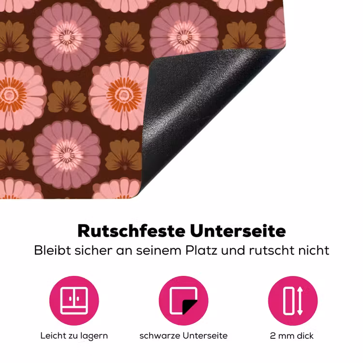 Retro - Madelief - Roze Inductie beschermer vinyl 3mm klein 276 -zzzzzzz-lf-onderkant