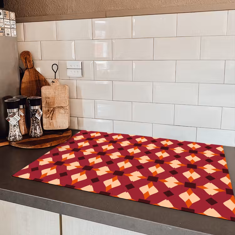 Retro - Patroon - Kleurrijk Inductie beschermer vinyl 3mm klein 276 -sfeer3