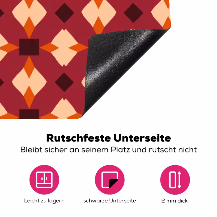 Retro - Patroon - Kleurrijk Inductie beschermer vinyl 3mm klein 276 -zzzzzzz-lf-onderkant